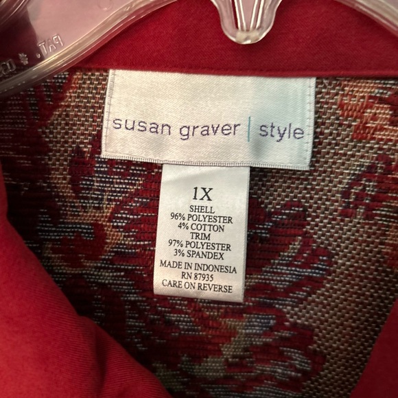 Susan Graver Style LS tapestry floral design blazer…size 1X - Picture 3 of 3
